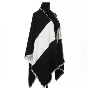 MerSea Black and White Wrap with Blanket Stitched Hem